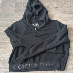 Victoria Sport Cropped Black Hoodie